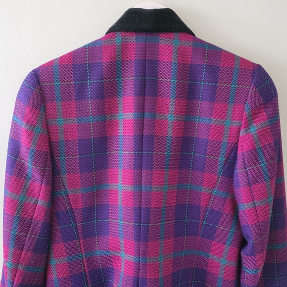 Braemar by Jeremy Scott 6 Vintage Elle Woods Barbiecore Retro Plaid Wool Blazer - Picture 8 of 14